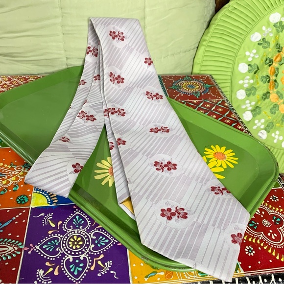 70s Wide Floral Tie-Colossio Di Roma - Picture 1 of 6